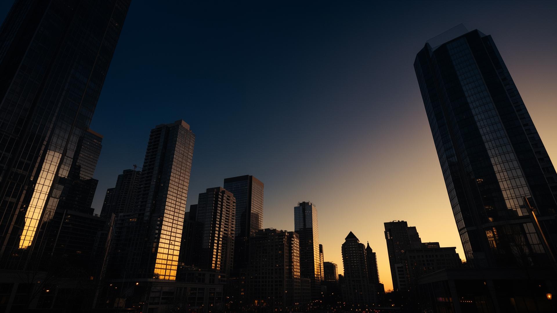 Toronto financial district at dusk